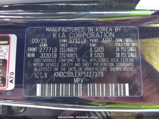 KNDC5DLEXP5127378 KIA Ev6 Gt