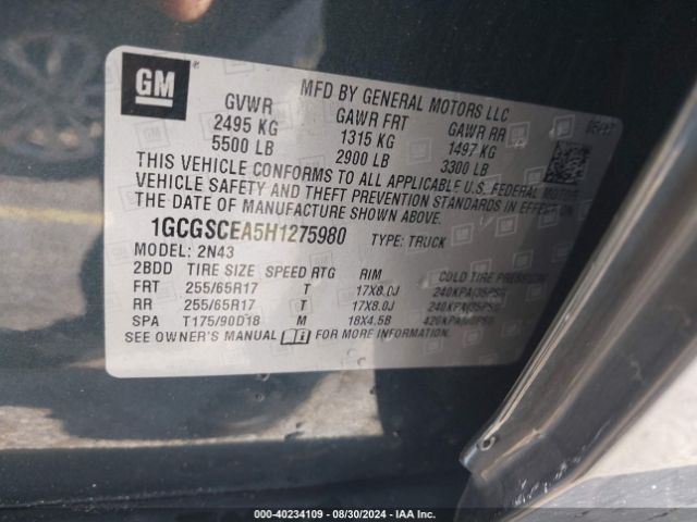 1GCGSCEA5H1275980 Chevrolet Colorado Lt