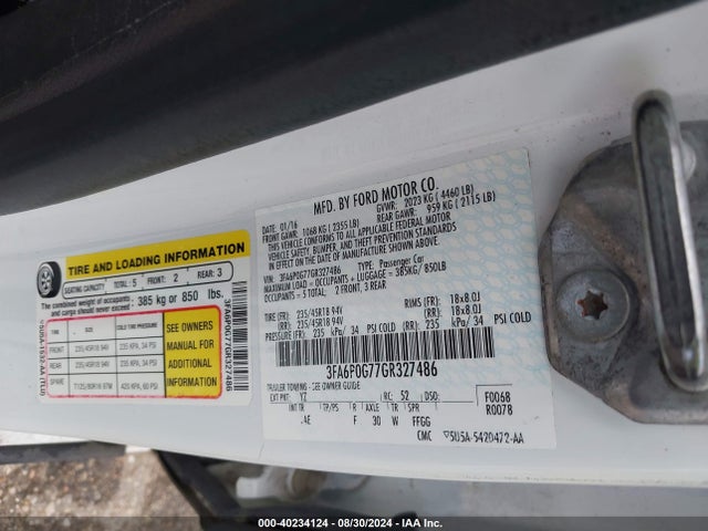 Ford FUSION S 2016 3FA6P0G77GR327486 Image 9