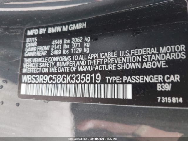 WBS3R9C58GK335819 BMW M4
