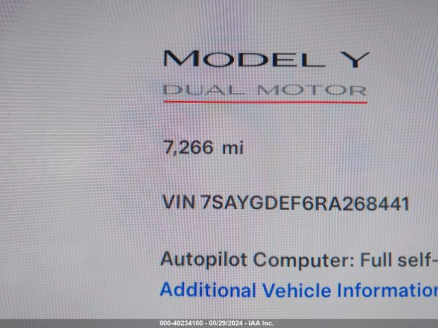 7SAYGDEF6RA268441 Tesla Model Y Performance Dual Motor All-wheel Drive