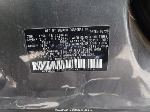 4S4BTANC3L3197267 Subaru Outback Limited