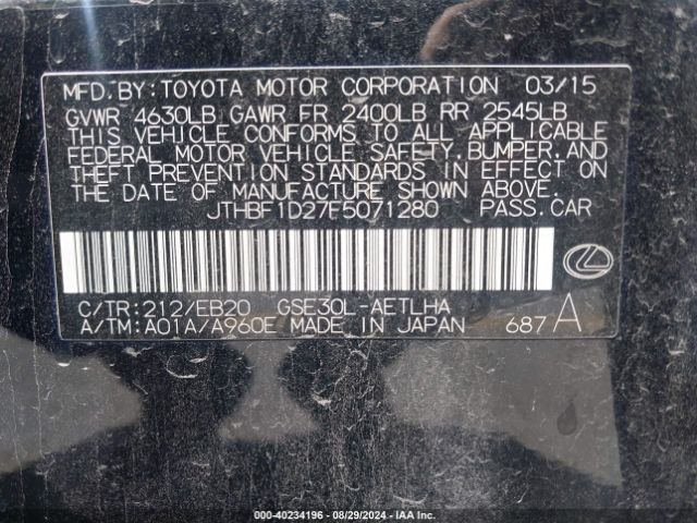 JTHBF1D27F5071280 Lexus IS 250