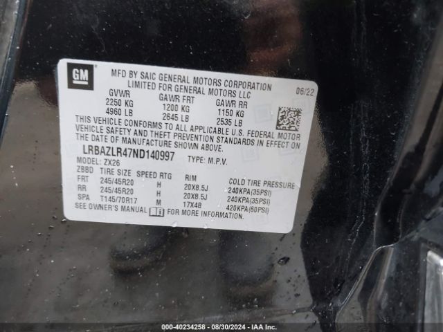 LRBAZLR47ND140997 Buick Envision Fwd Preferred
