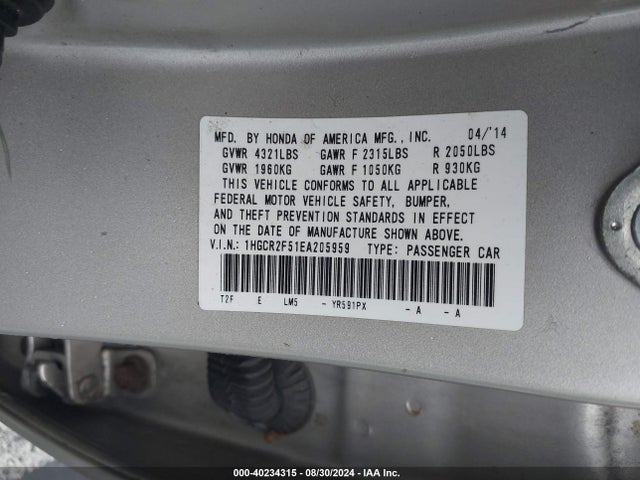 1HGCR2F51EA205959 Honda Accord Sport