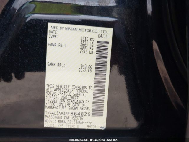 1N4AL3AP3FN864826 Nissan Altima 2.5 S