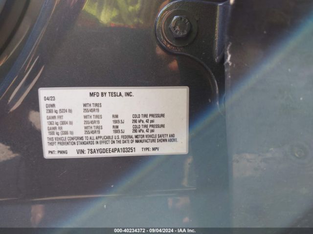 7SAYGDEE4PA103251 Tesla Model Y Awd/long Range Dual Motor All-wheel Drive