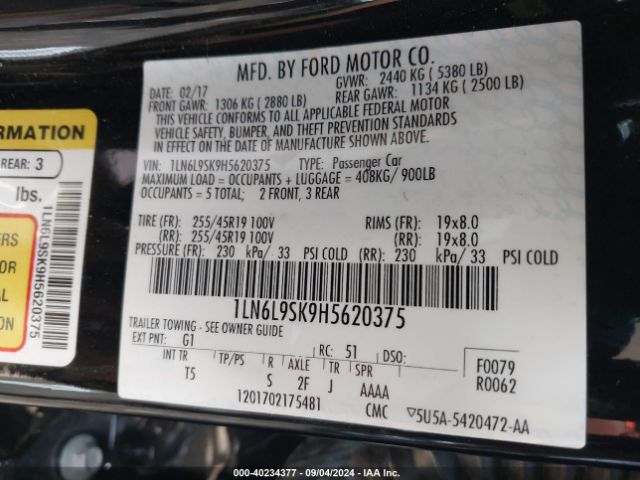 1LN6L9SK9H5620375 Lincoln Continental Select
