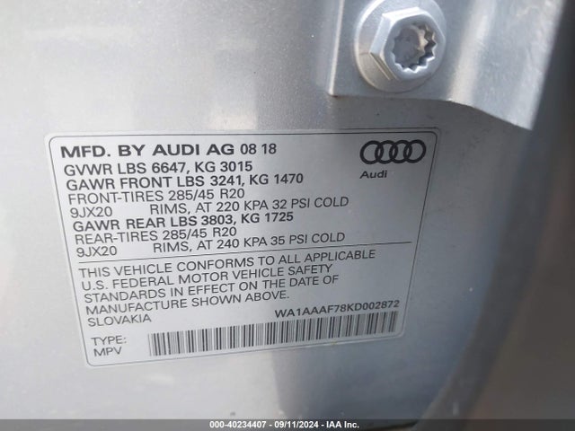 WA1AAAF78KD002872 Audi Q7 55 Premium/55 Se Premium