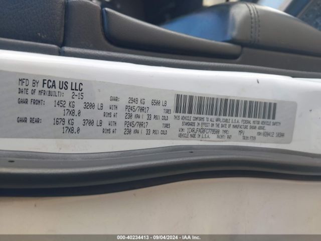 1C4RJFAG8FC779500 Jeep Grand Cherokee Laredo