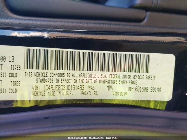 1C4RJEBG3JC131483 Jeep Grand Cherokee Limited 4x2