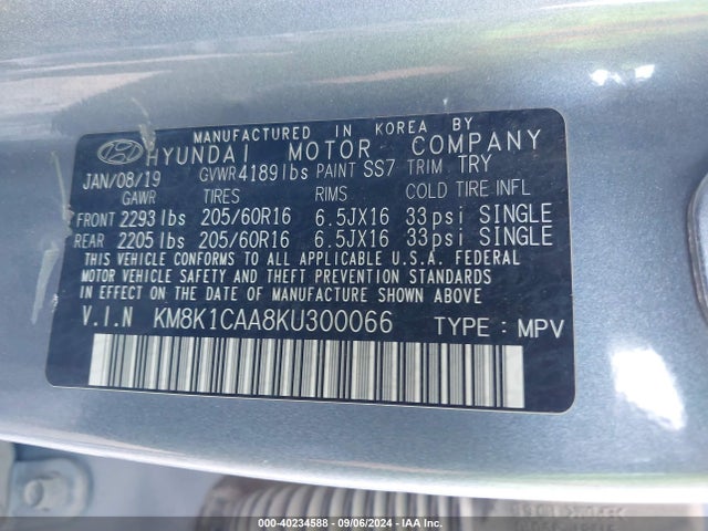 Hyundai Kona Se 2019 KM8K1CAA8KU300066 Image 9