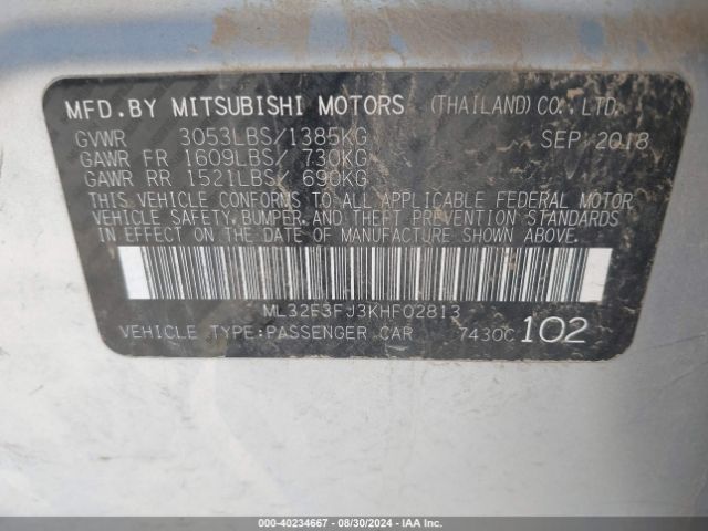 ML32F3FJ3KHF02813 Mitsubishi Mirage G4 Es