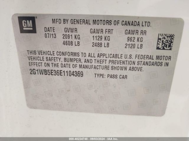 2G1WB5E36E1104369 Chevrolet Impala Limited Lt