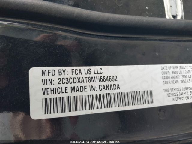 2C3CDXAT8MH684692 Dodge Charger Police Rwd