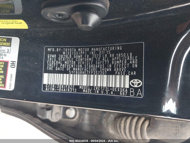 Toyota Corolla S Plus 2015 5YFBURHE7FP357207 Image 9