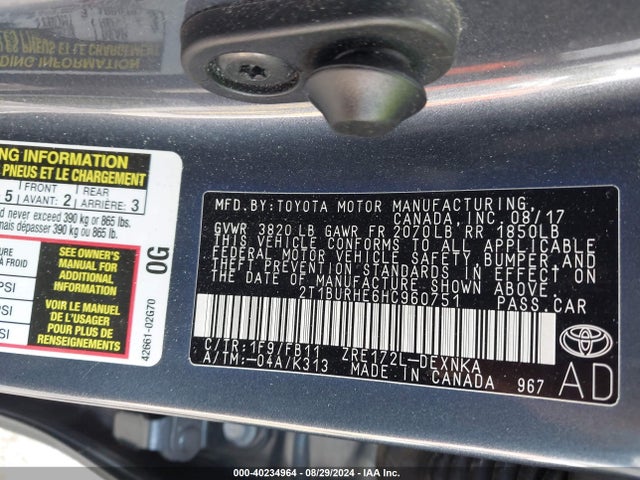 Toyota COROLLA LE 2017 2T1BURHE6HC960751 Image 9
