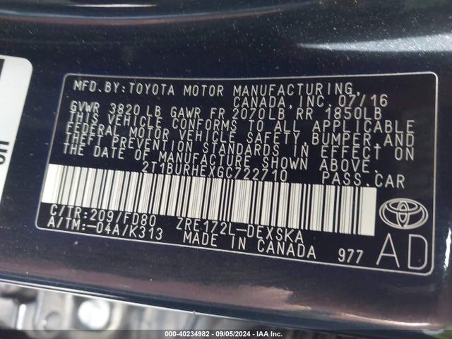Toyota Corolla S Plus 2016 2T1BURHEXGC722710 Image 9