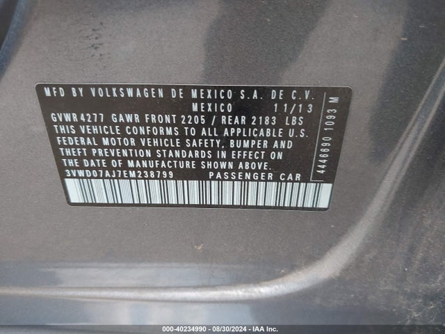 3VWD07AJ7EM238799 Volkswagen Jetta 1.8t Se