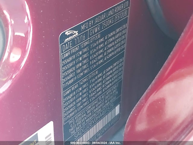 2017 JAGUAR F-PACE SADCJ2BV0HA491579 Photo 8