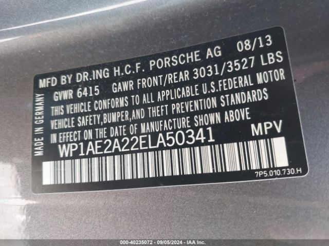 WP1AE2A22ELA50341 Porsche Cayenne Hybrid S