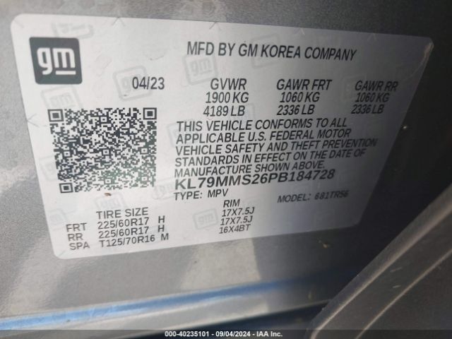 KL79MMS26PB184728 Chevrolet Trailblazer Fwd Ls