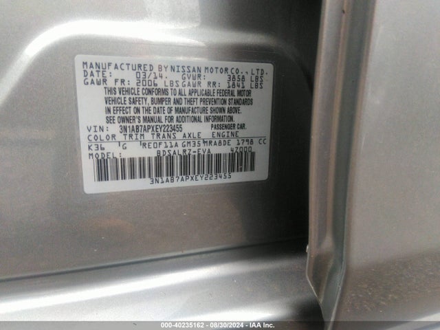 Nissan SENTRA SR 2014 3N1AB7APXEY223455 Image 9