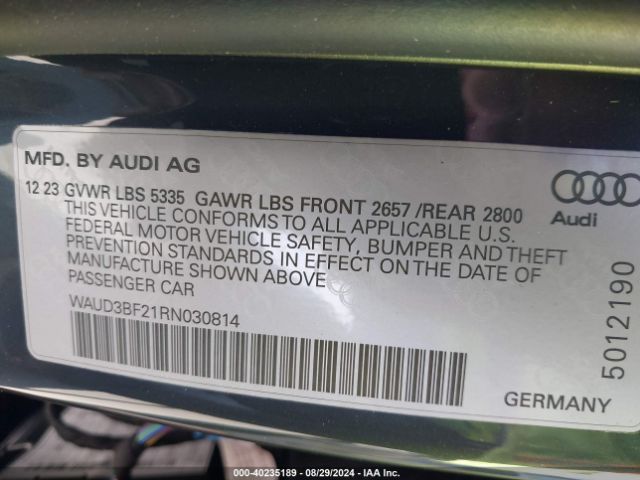 WAUD3BF21RN030814 Audi A6 Premium 45 Tfsi Quattro S Tronic