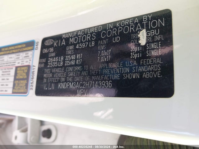 KIA Sportage Lx 2017 KNDPM3AC2H7143936 Image 9