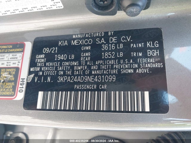 KIA RIO S 2022 3KPA24AD9NE431099 Image 9