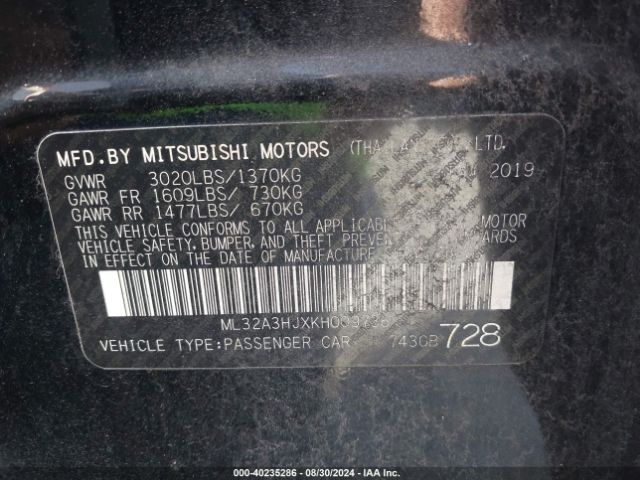 ML32A3HJXKH009736 Mitsubishi Mirage Rf