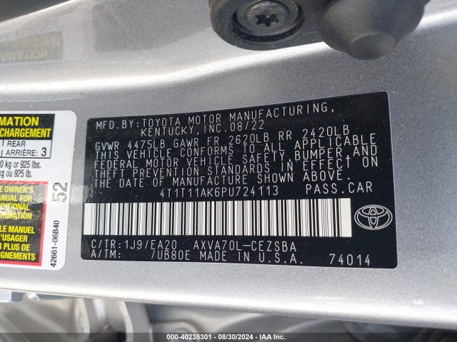 Toyota CAMRY SE 2023 4T1T11AK6PU724113 Image 9