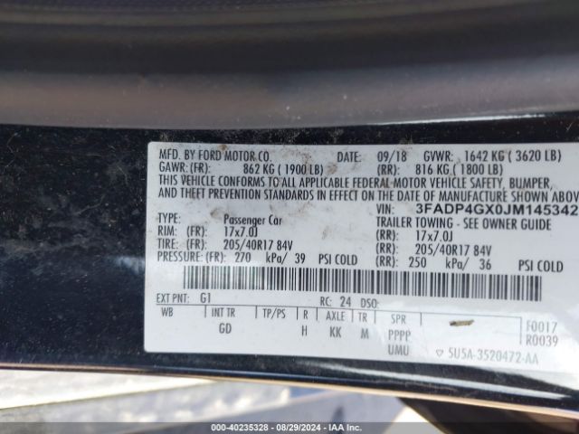 3FADP4GX0JM145342 Ford FIESTA ST
