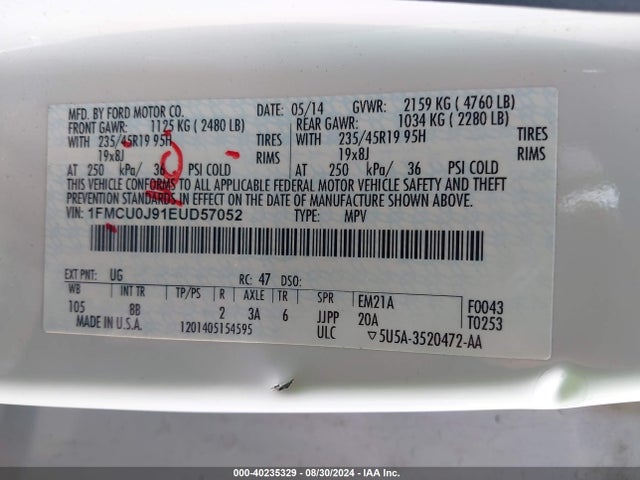 Ford Escape Titanium 2014 1FMCU0J91EUD57052 Image 9