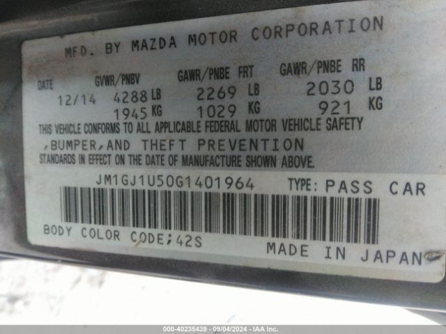 JM1GJ1U50G1401964 Mazda Mazda6 I Sport