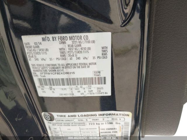 1FTFW1CF8EKD66315 Ford F-150 Stx