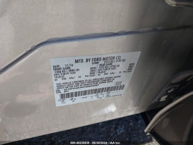 Ford Edge Titanium 2017 2FMPK4K99HBB05587 Image 9