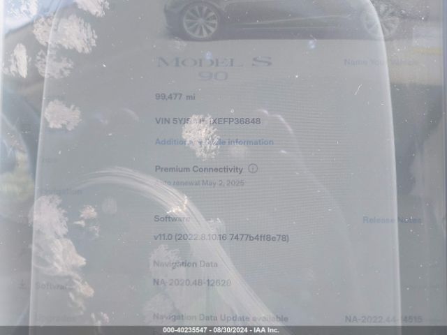 5YJSA1H1XEFP36848 Tesla Model S P85