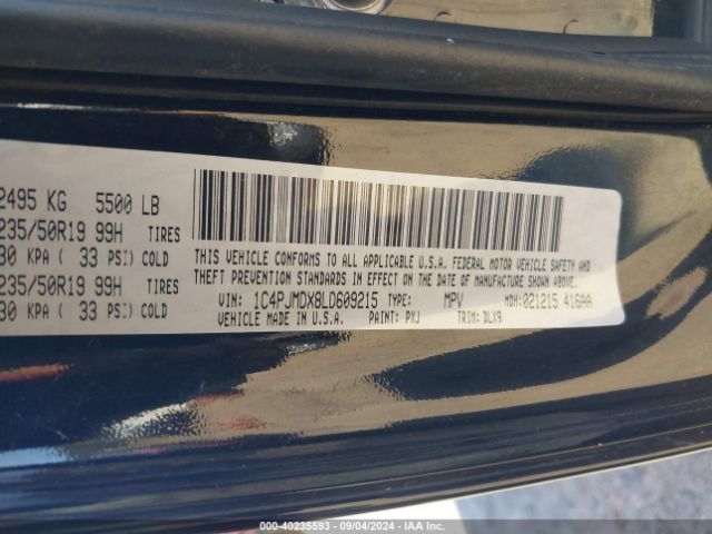 1C4PJMDX8LD609215 Jeep Cherokee High Altitude 4x4