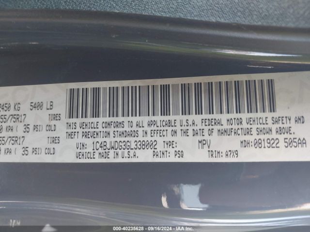 1C4BJWDG3GL338002 Jeep Wrangler Unlimited Sport