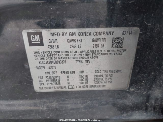KL4CJASB4EB693370 Buick Encore