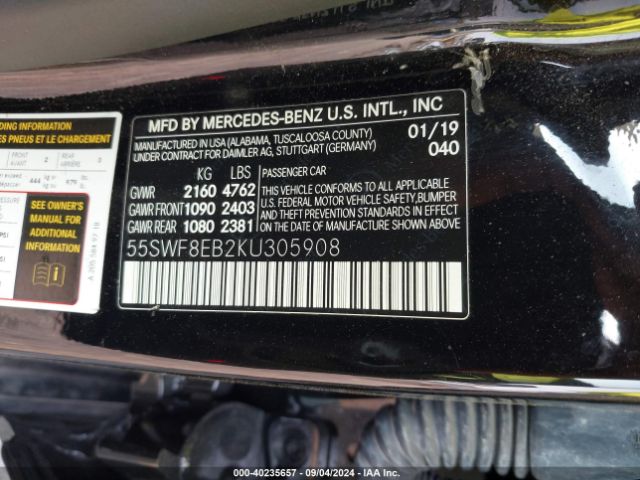 55SWF8EB2KU305908 Mercedes-Benz C 300 4matic