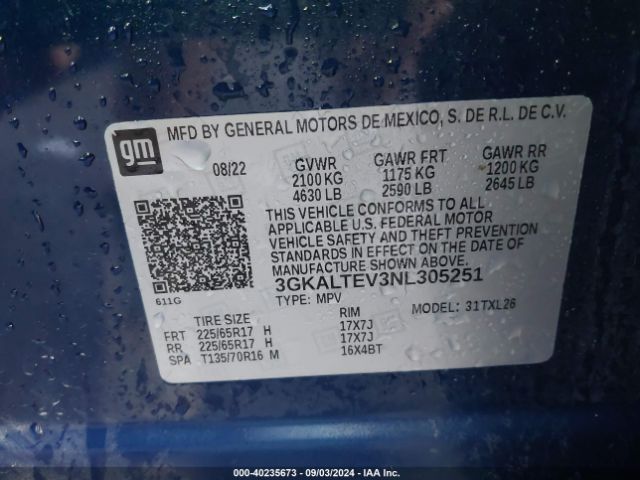 3GKALTEV3NL305251 GMC Terrain Awd Sle