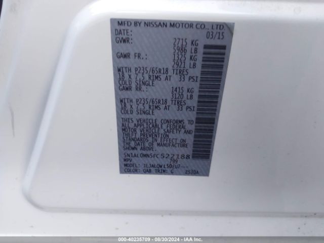 5N1AL0MN5FC522188 Infiniti QX60
