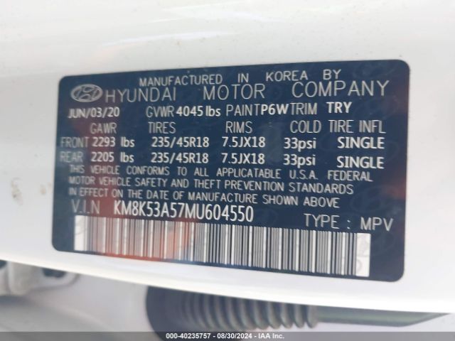 KM8K53A57MU604550 Hyundai Kona Ultimate