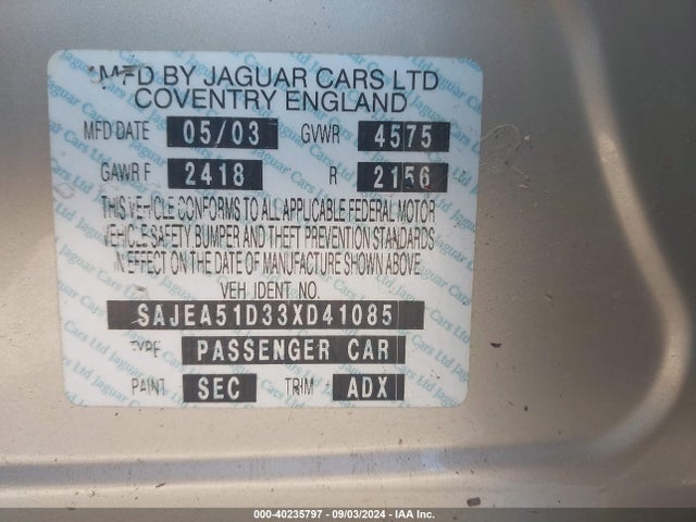 2003 JAGUAR X-TYPE SAJEA51D33XD41085 Photo 8
