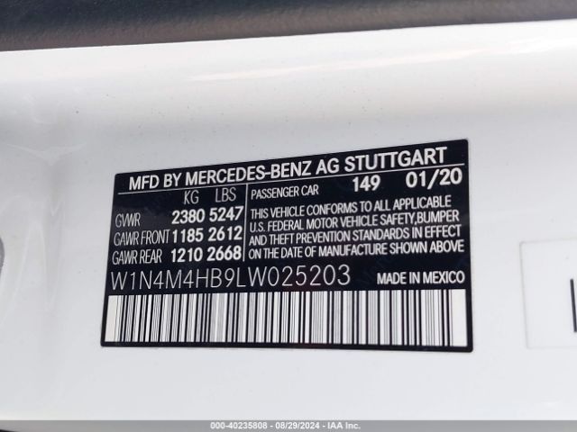 W1N4M4HB9LW025203 Mercedes-Benz Glb 250 4matic