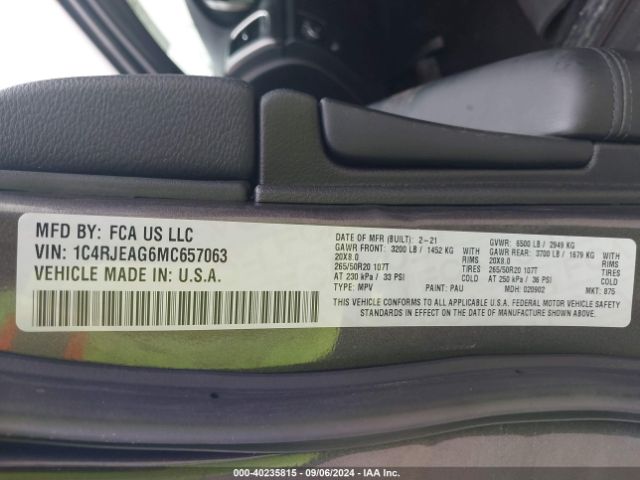 1C4RJEAG6MC657063 Jeep Grand Cherokee Laredo