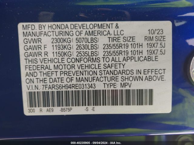 7FARS6H94RE031343 Honda Cr-v Hybrid Sport Touring