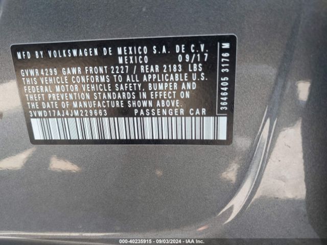 3VWD17AJ4JM229663 Volkswagen Jetta 1.8t Se Sport